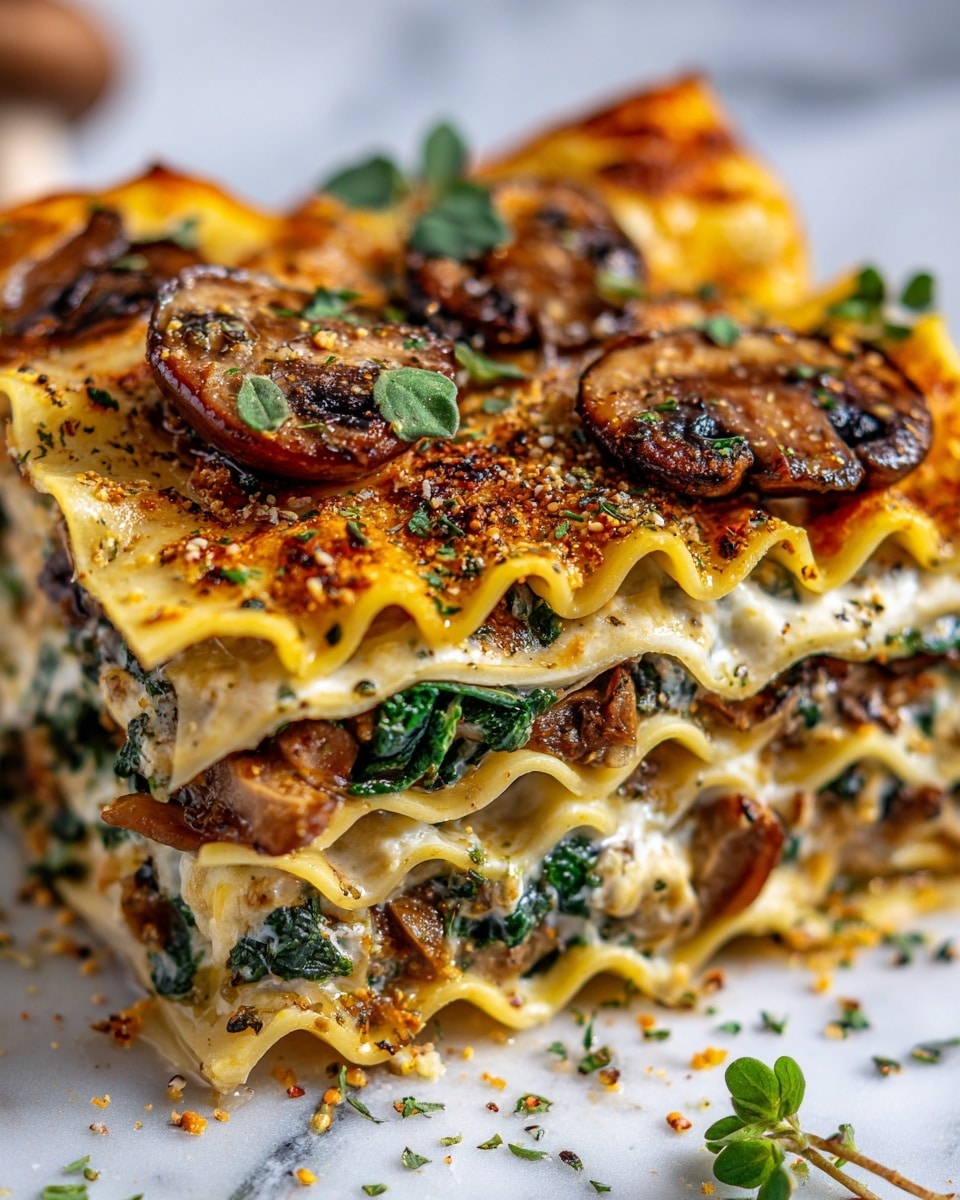 Creamy Spinach and Mushroom White Lasagna Recipe 6 Creamy Spinach and Mushroom White Lasagna Recipe - Recipe Image