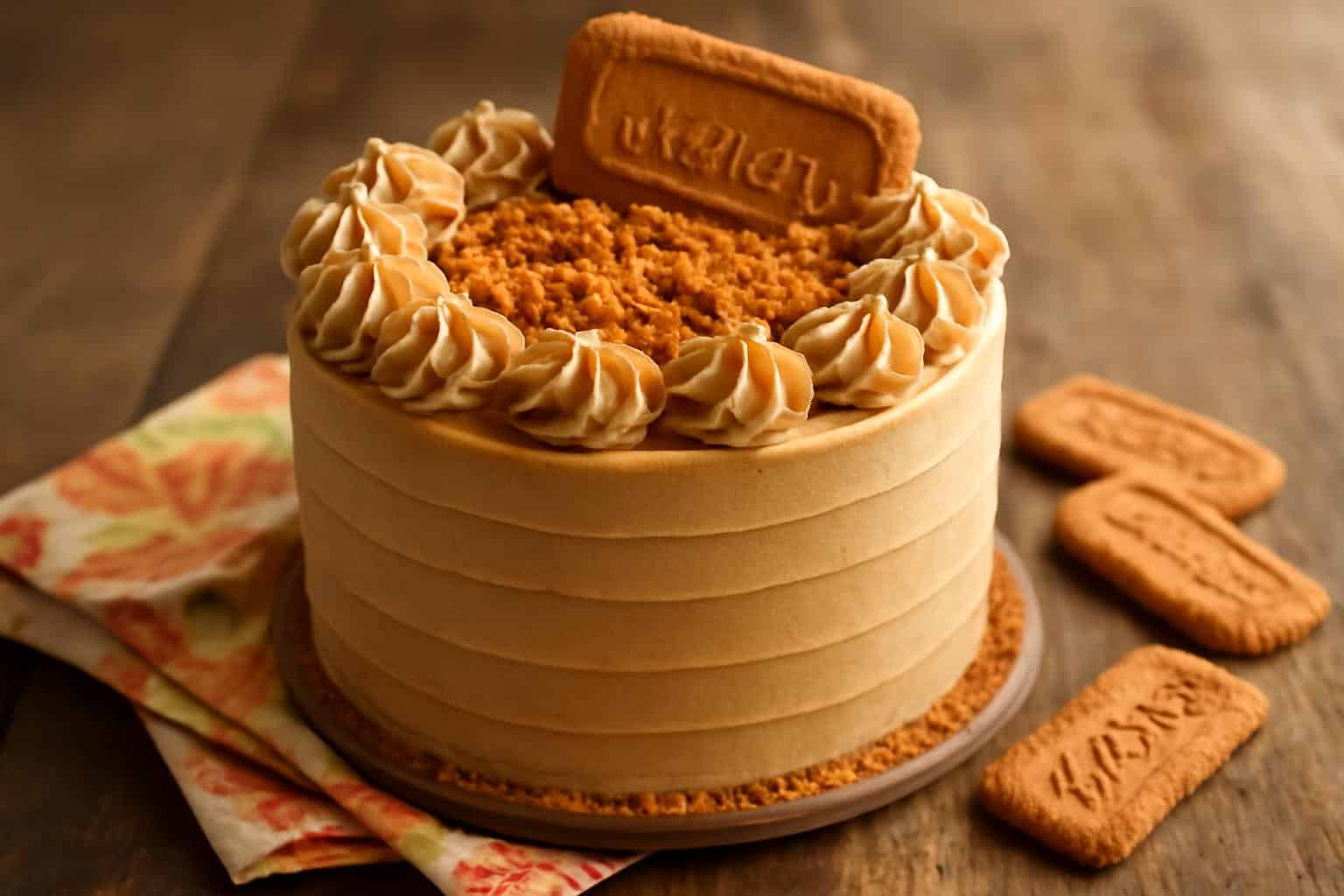 6-inch two-layer biscoff cake with creamy biscoff butter and cookie pieces