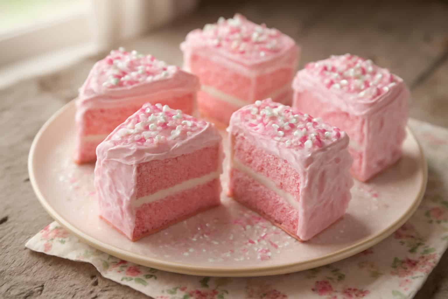 Deliciously frosted Barbie cakes with sprinkles and edible glitter in natural light