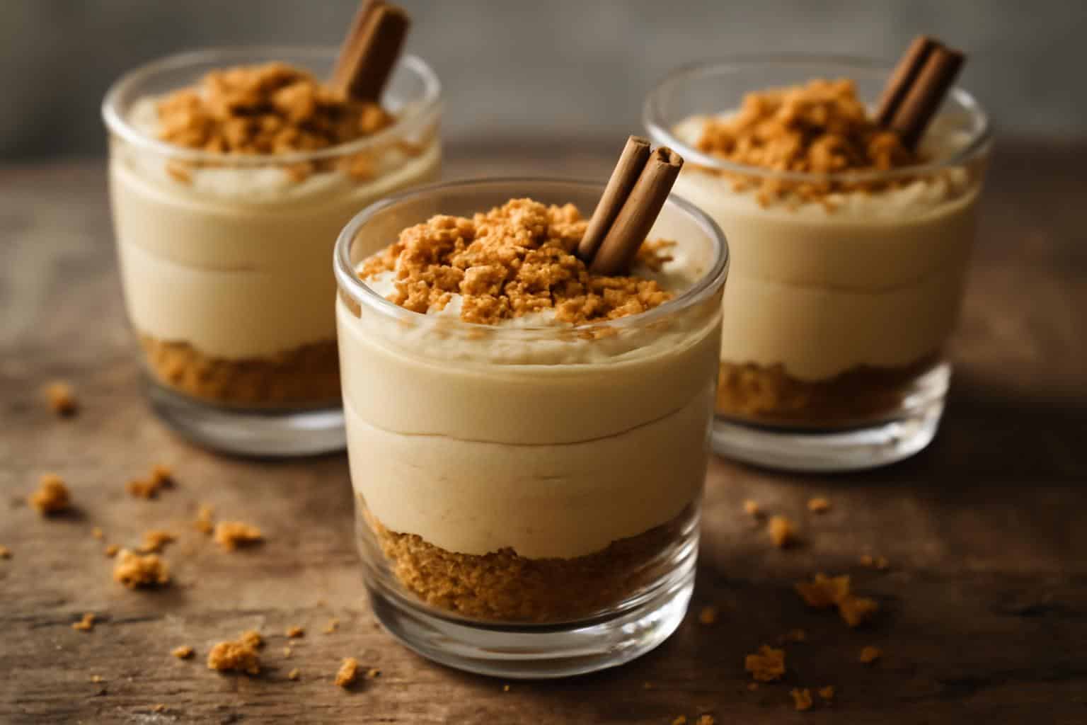 Cookie butter cheesecake cups dessert with creamy filling and crumbly crust
