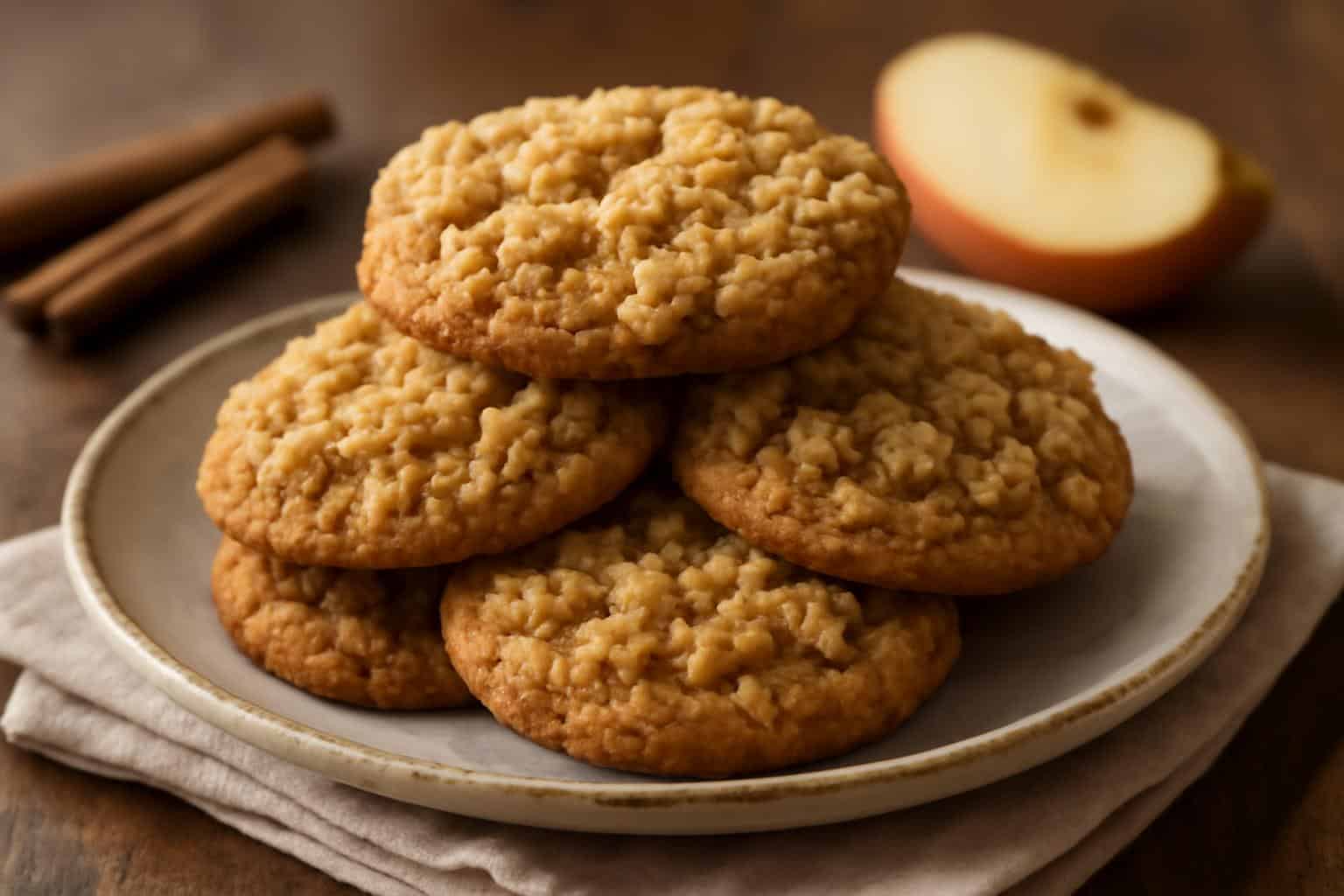 Freshly baked apple crumb cookies with crunchy topping and soft spiced centers
