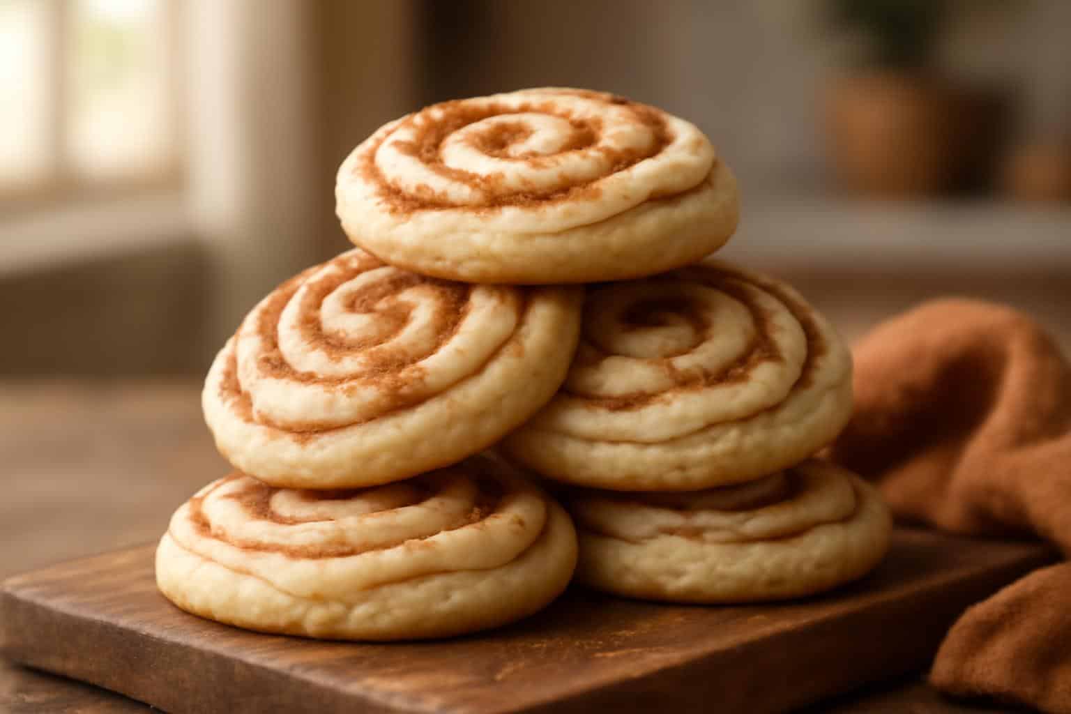 Soft batch cinnamon roll cheesecake cookies with creamy swirls and cinnamon sugar dusting