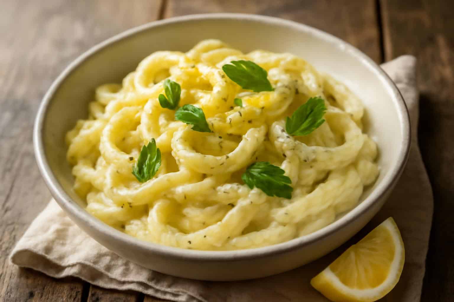 A bowl of lemon ricotta pasta with creamy citrus sauce and fresh basil, showcasing lemon ricotta pasta