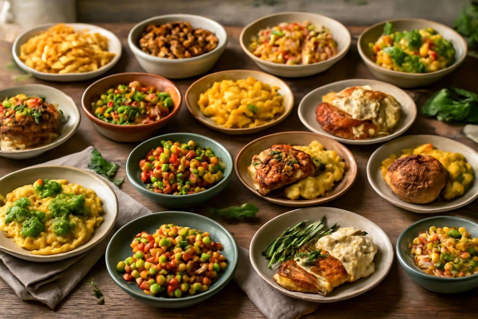 Variety of easy dinner ideas for quick family meals beautifully plated and garnished with fresh herbs