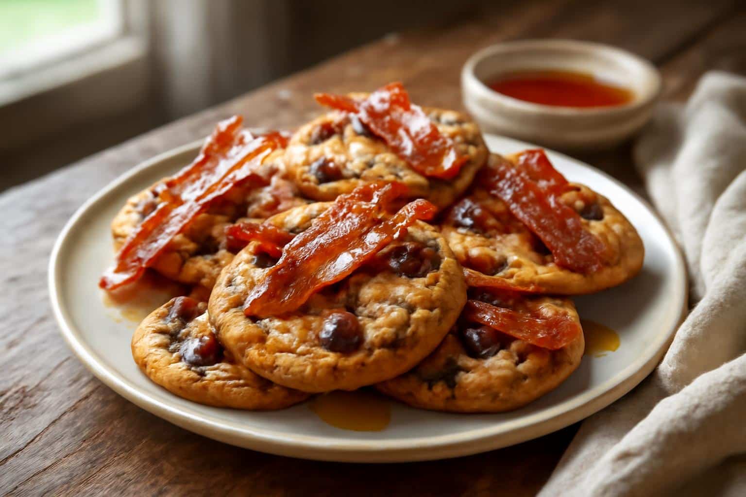 Back to school bacon maple cookies with chocolate chips and crispy bacon pieces