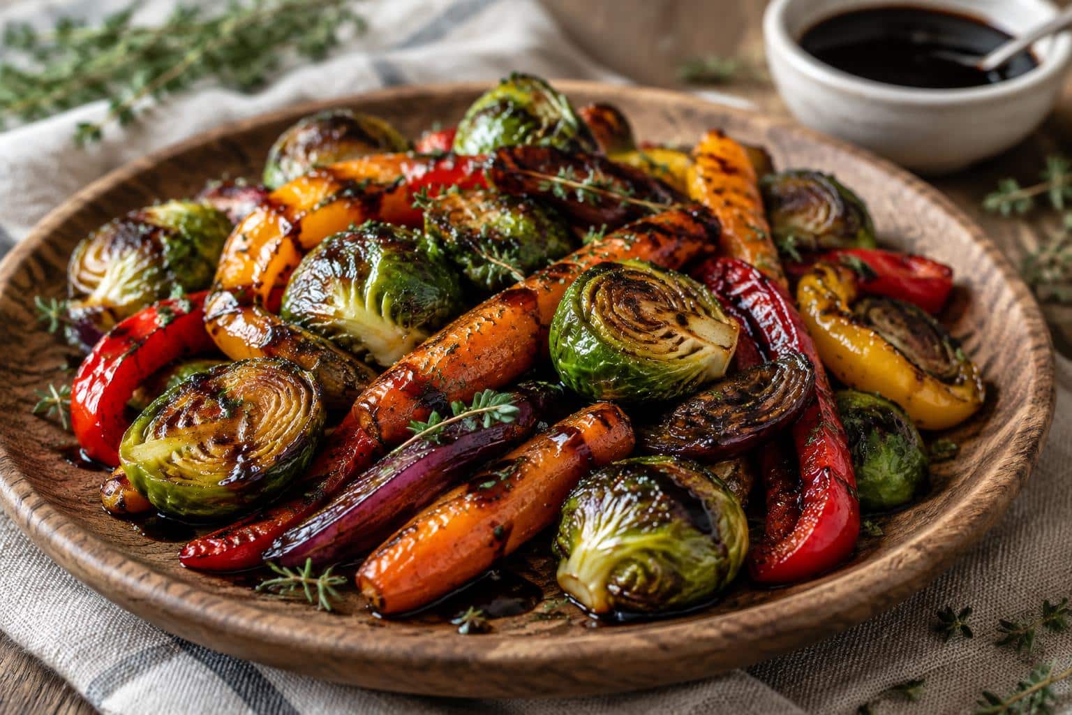 Balsamic glazed vegetables with sweet and tangy roasted veggies side dish