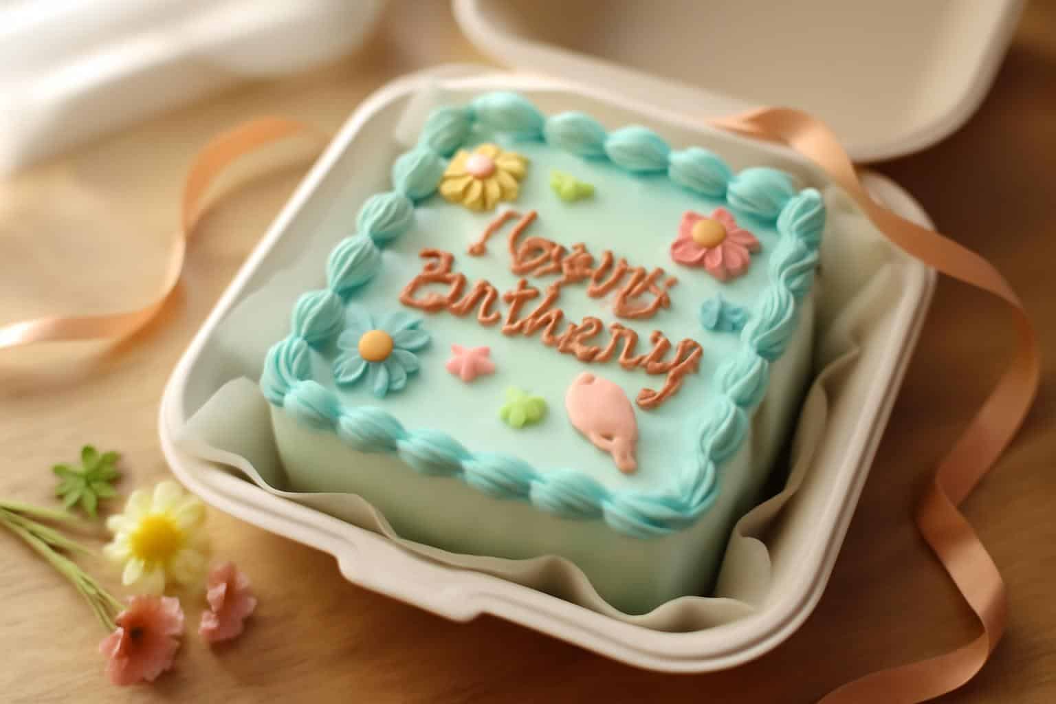 Colorful bento birthday cake with playful decorations and colorful frosting