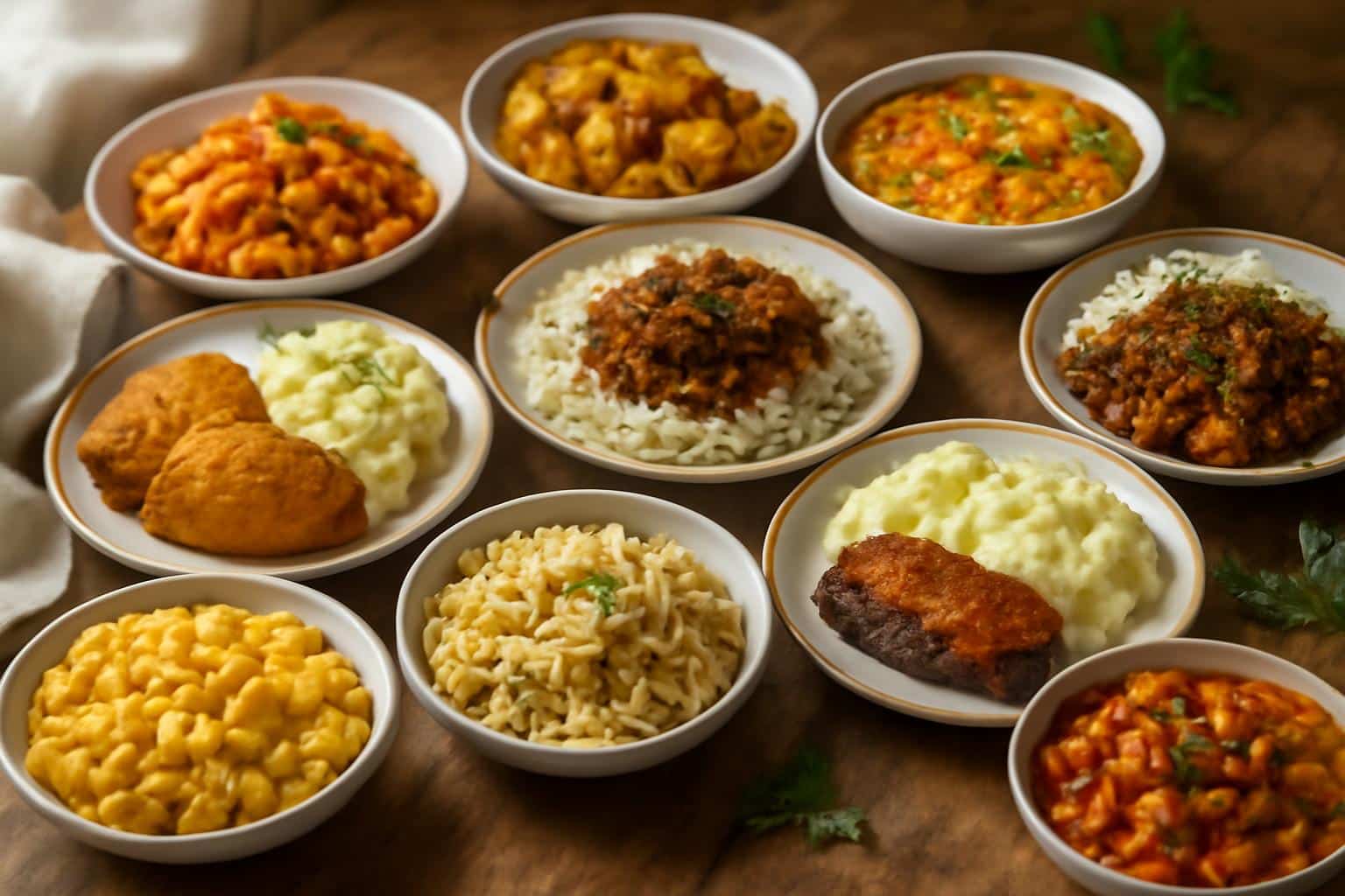 Delicious cost effective meals served on a rustic table with fresh herb garnish