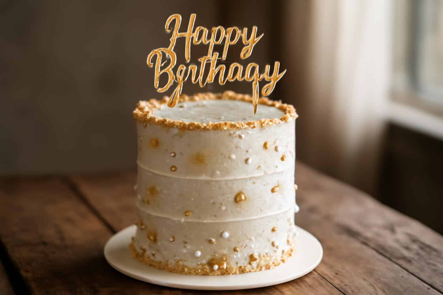 Glamorous birthday cake with sparkling edible glitter and elegant decorations