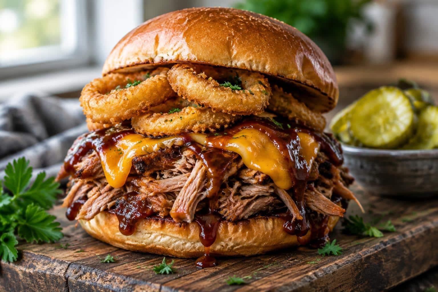 Heavenly pulled pork bbq stack with tender shredded pork and smoky sauce layered beautifully