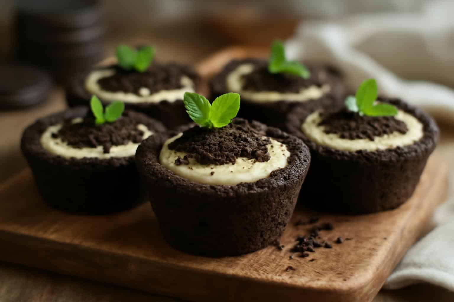 Oreo cheesecake cookie cups with creamy filling and crushed Oreo topping