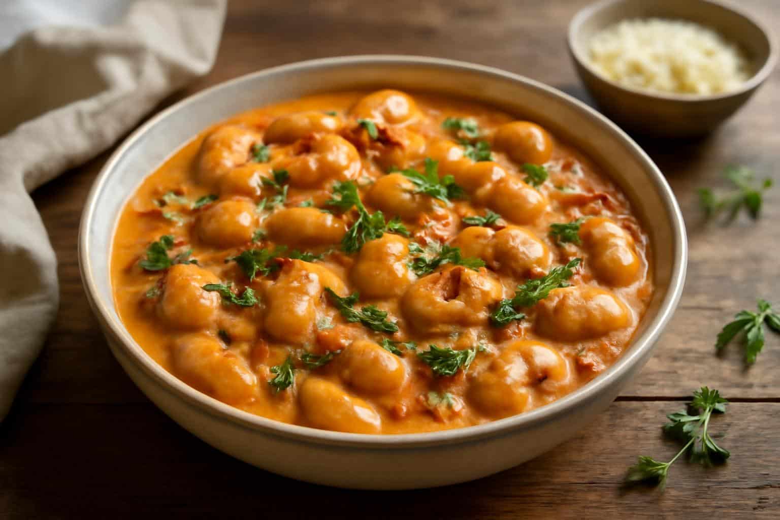 Creamy Tuscan marry me butter beans recipe served in a rustic bowl garnished with fresh herbs