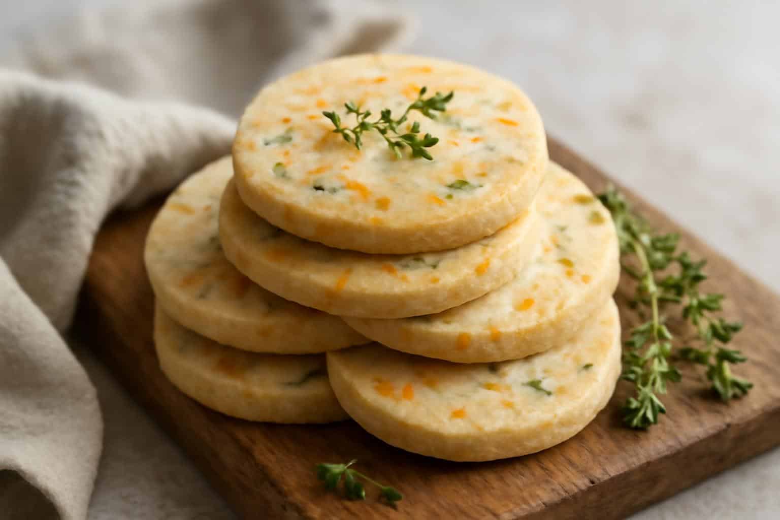 Zesty grapefruit thyme shortbread cookies with citrus zest and fresh thyme garnish