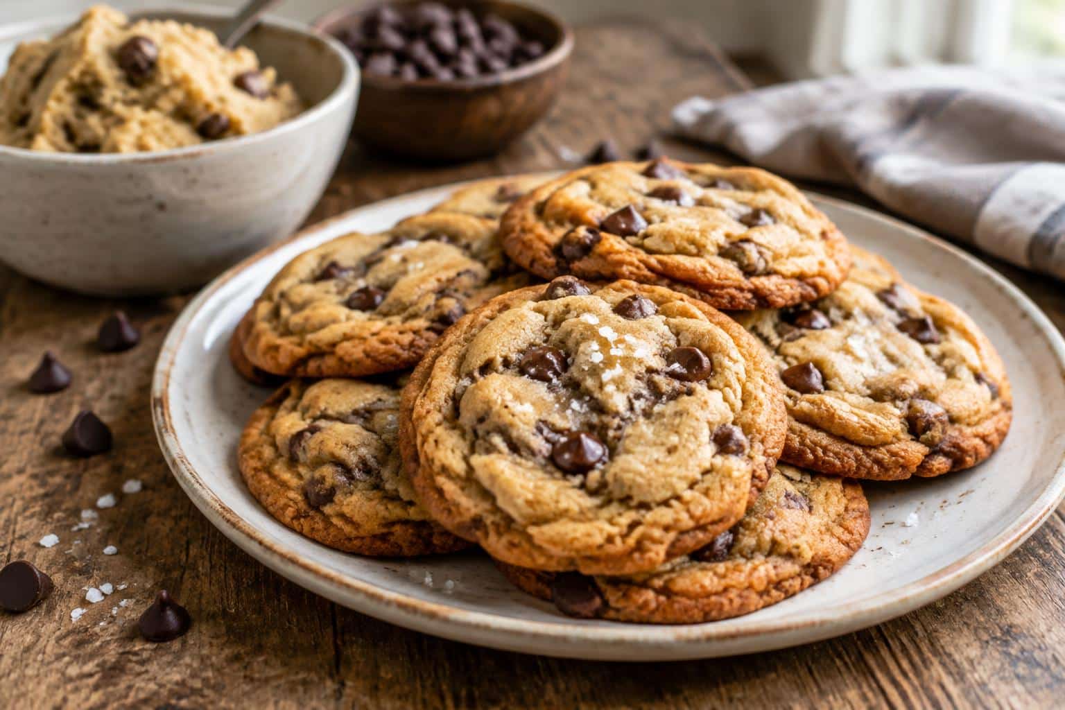 Golden-brown cookies made from easy homemade cookie dough with crispy edges and creamy centers