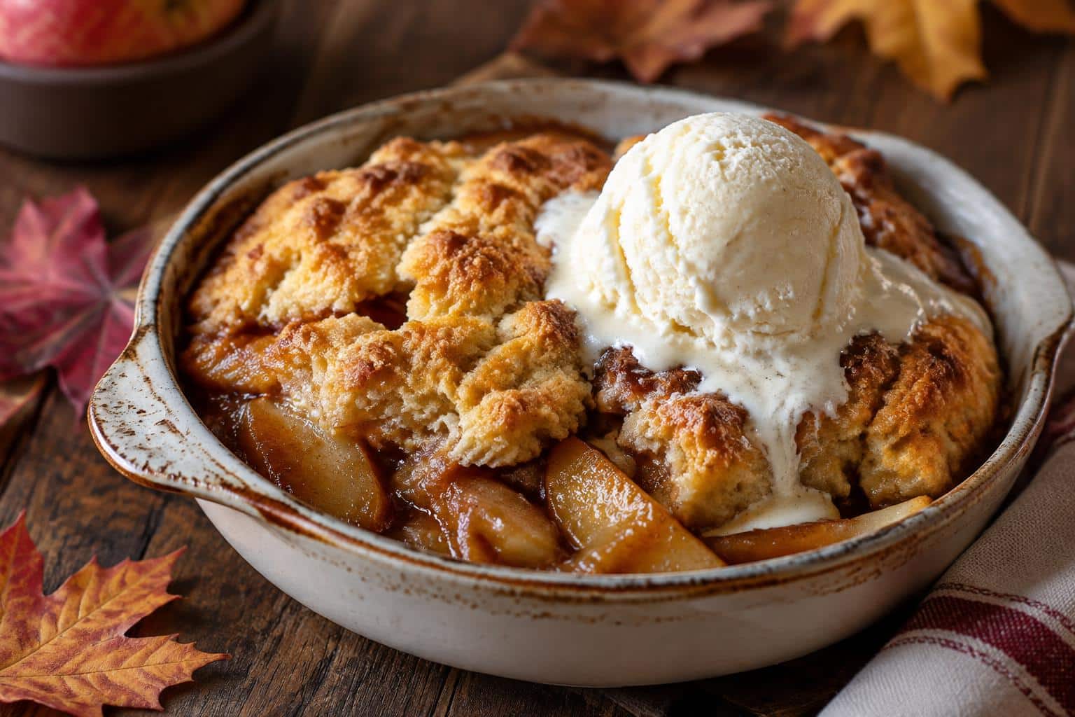 Buttery apple cobbler with golden crust and caramelized apples – buttery apple cobbler dessert